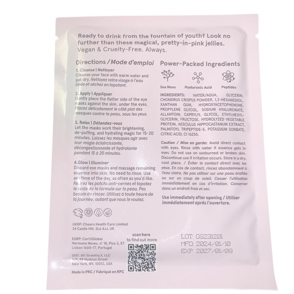 Grace & Stella Moisturizing Eye Mask for under eyes 
2 packs. Pink pink pink - Picture 3 of 8